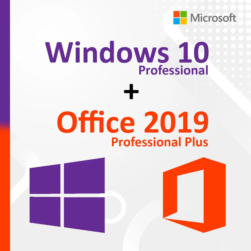 Licenças Windows 10 Pro + Microsoft Office 2019 Professional Plus - Envio Imediato Após a Compra Microsoft