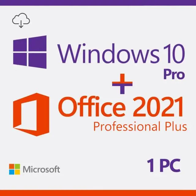 Licenças Windows 10 Pro + Microsoft Office 2021 Professional Plus - Envio Imediato Após a Compra Microsoft