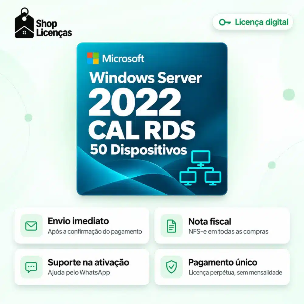 Cal de Acesso Remoto Windows Server 2022 – 50 Dispositivos 1 cal rds 2022 50 dispositivos beneficios