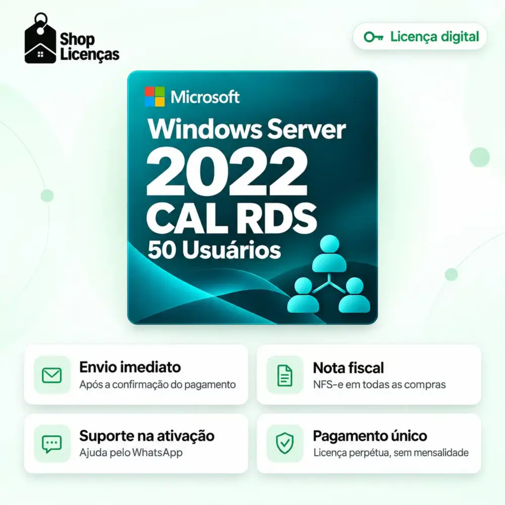 Cal de Acesso Remoto Windows Server 2022 – 50 Usuários 1 cal rds 2022 50 usuarios beneficios